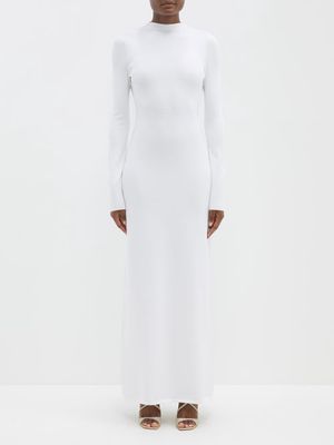 Galvan - Athena Open-back Jersey Maxi Dress - Womens - White