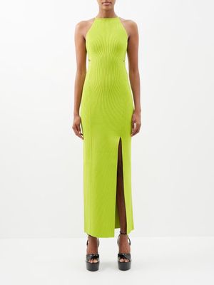 Galvan - Claudia Cut-out Knit Dress - Womens - Light Green