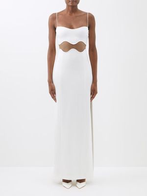 Galvan - Isola Wave-cutout Jersey Maxi Dress - Womens - White