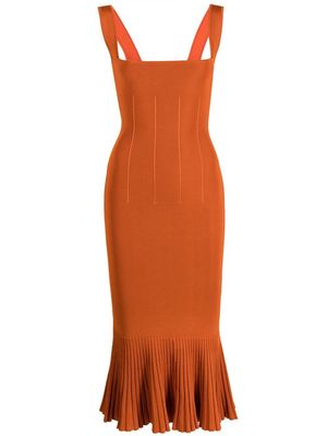 Galvan London Atalanta flared-hem midi dress - Orange