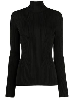 Galvan London Dawn plissé roll-neck top - Black