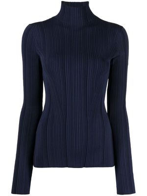 Galvan London Dawn plissé roll-neck top - Blue