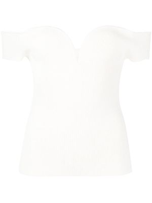 Galvan London fine-rib sweetheart neck top - White