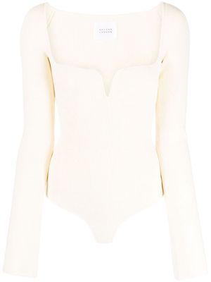 Galvan London Gaia long-sleeve ribbed-knit bodysuit - Neutrals