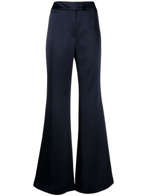 Galvan London Julianne satin-finish flared trousers - Blue