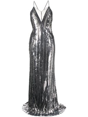 Galvan London Kate sequin-embellished gown - Silver
