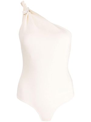Galvan London Leticia ring-embellished one-shoulder bodysuit - White