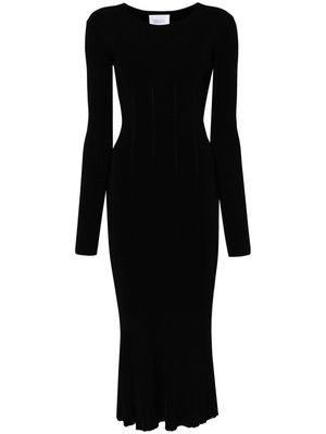 Galvan London long-sleeve flared midi dress - Black