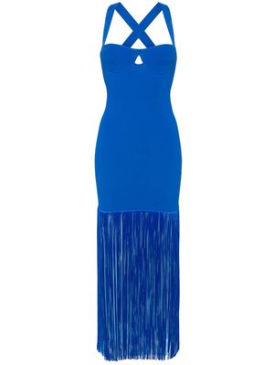 Galvan London Mia fringe-detail maxi dress - Blue