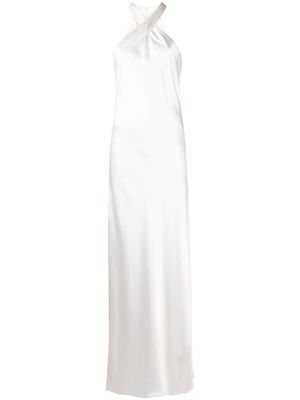 Galvan London Monaco crossover-neck silk gown - White