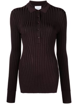 Galvan London Rhea collared Henley top - Brown