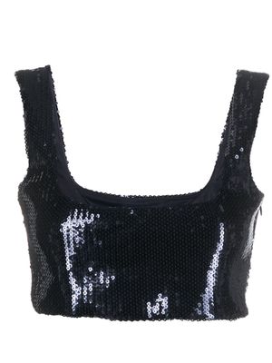 Galvan London sequin-embellished crop top - Blue