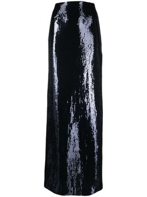 Galvan London sequin-embellished straight maxi skirt - Blue