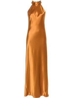 Galvan London Sienna satin-weave maxi dress - Brown