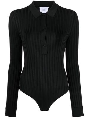 Galvan London stripe-print long-sleeve bodysuit - Black