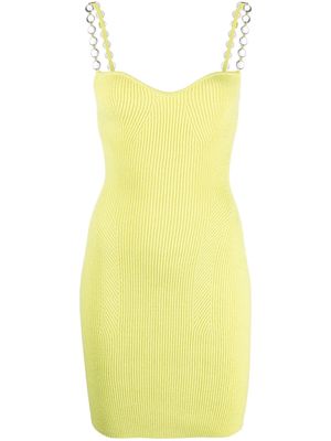 Galvan London stud-embellished ribbed-knit minidress - Yellow