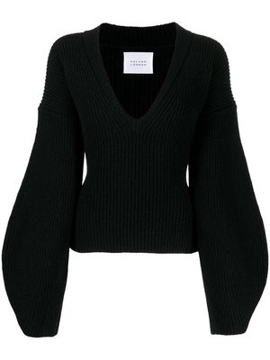 Galvan London V-neck knitted jumper - Black