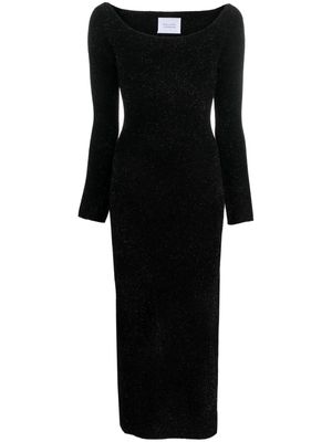 Galvan Moon off-shoulder long-sleeve fitted dress - Black