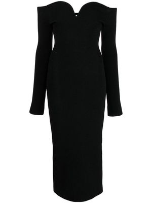 Galvan off-shoulder midi dress - Black