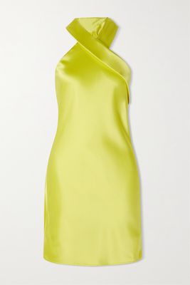 Galvan - Pandora Tie-detailed Satin Halterneck Mini Dress - Yellow