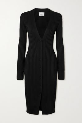 Galvan - Rhea Ribbed-knit Midi Dress - Black