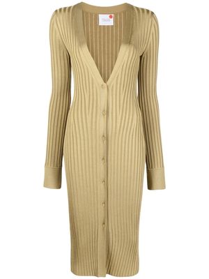 Galvan ribbed cardigan-style knitted dress - Green
