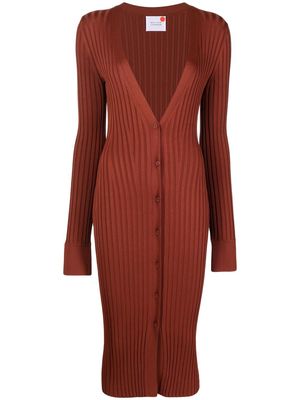 Galvan ribbed cardigan-style knitted dress - Red