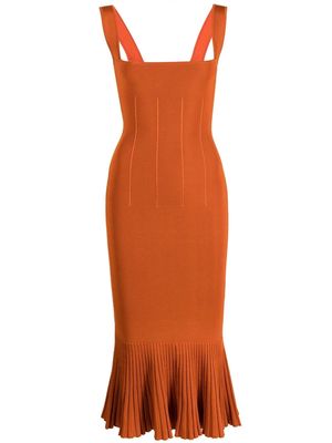 Galvan ruffle-hem knit midi dress - Orange