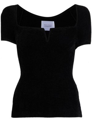 Galvan short-sleeved knit top - Black