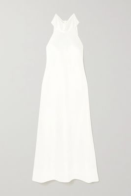 Galvan - Sienna Halterneck Satin Midi Dress - White