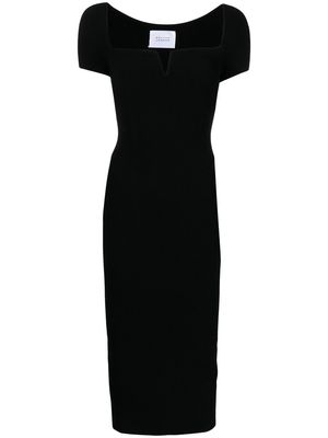 Galvan V-neck ribbed knitted dress - Black