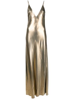 Galvan V-neck silk gown - Gold