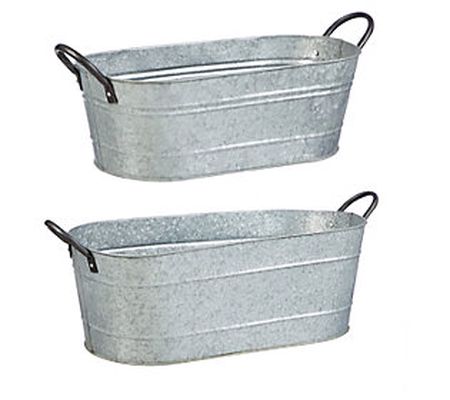 Galvanized Container, Set of 2 by Evergreen