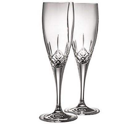 Galway Crystal Longford Glass Flute Pair
