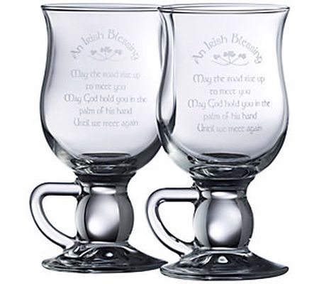 Galway Crystal Set of 2 Irish Blessing Latte Gl asses