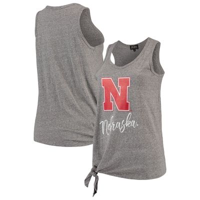 GAMEDAY COUTURE Nebraska Huskers Women's Tied and True Side Tie Tri-Blend Tank Top - Heathered Gray in Heather Gray