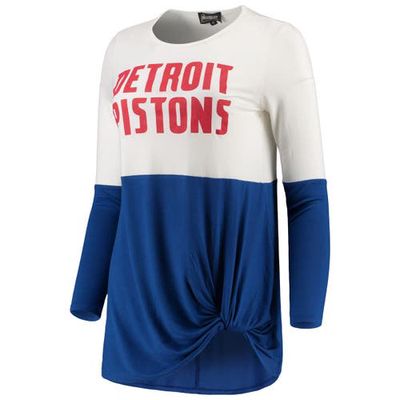 GAMEDAY COUTURE Women's Blue Detroit Pistons In It To Win It Colorblock Long Sleeve T-Shirt