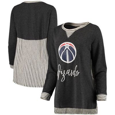 GAMEDAY COUTURE Women's Heathered Charcoal Washington Wizards Striped Oversized Tri-Blend Long Sleeve T-Shirt