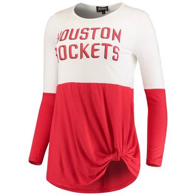 GAMEDAY COUTURE Women's Red Houston Rockets In It To Win It Colorblock Long Sleeve T-Shirt