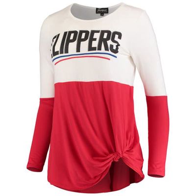 GAMEDAY COUTURE Women's Red LA Clippers In It To Win It Colorblock Long Sleeve T-Shirt