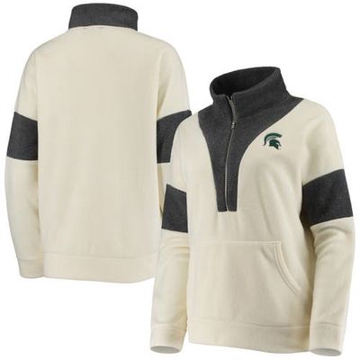 GAMEDAY COUTURE Women's White/Gray Michigan State Spartans Blocked In Colorblocked Half-Zip Jacket