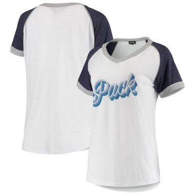 GAMEDAY COUTURE Women's White Penn State Nittany Lions On The Road Again Colorblock Raglan Tri-Blend V-Neck -Shirt