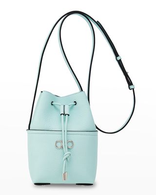 Gancini Mini Drawstring Leather Bucket Bag
