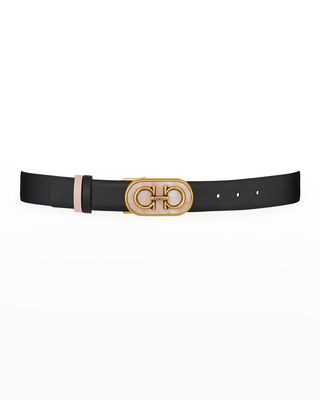 Gancini Plate Reversible Buckle Belt