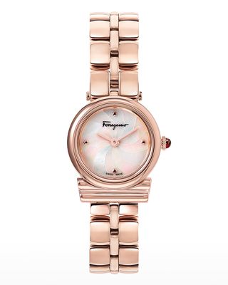 Gancini Stainless Steel Watch with Bracelet Strap, Rose Gold IP