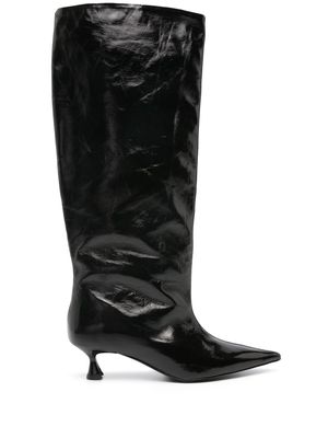 GANNI 45mm knee-high mid-heel boots - Black