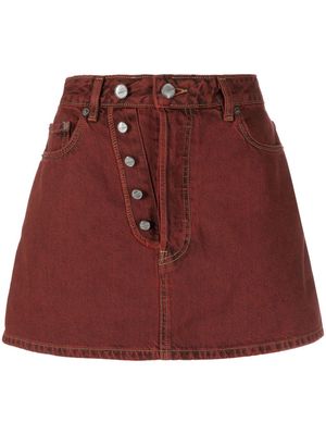 GANNI asymmetric-button denim mini skirt - Red