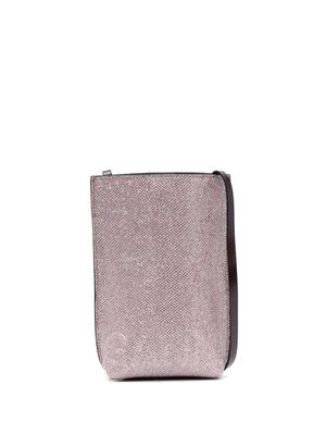 GANNI Banner glitter-embellished shoulder bag - Pink