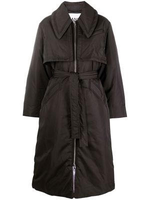 GANNI belted trench coat - Black