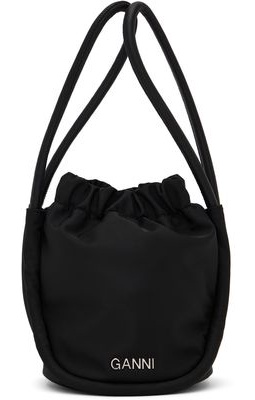 GANNI Black Mini Nylon Top Handle Bag